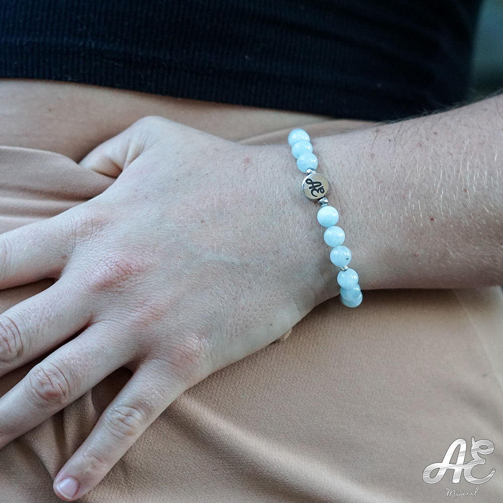 AE Bracelet Aigue Marine 8mm argent 4